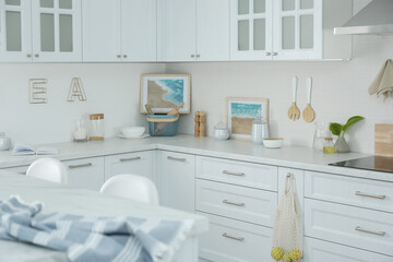 Beautiful kitchen interior with new stylish furniture