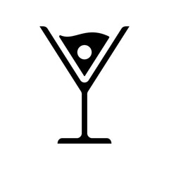 Cocktail martini cosmopolitan olive cherry black icon vector