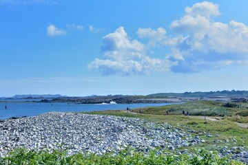hiking on the path of the "île Grande" in Brittany. France