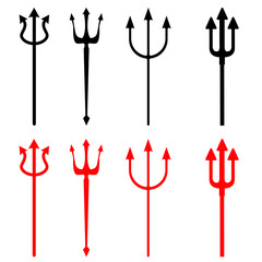 Trident devil icon vector set. pitchfork illustration sign collection. hell symbol.