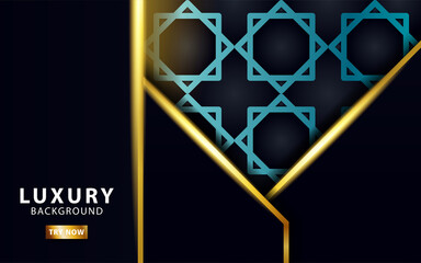 luxury premium abstract vector background banner, with gold line and golden rays, overlap layer in paper effect on geometry pattern textured,vector illustration.