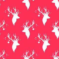 Seamless Christmas pattern with deers.