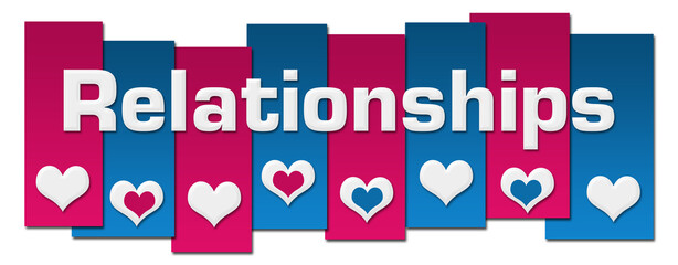 Relationships Blue Pink Lines Hearts Horizontal 