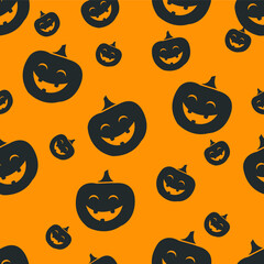 Seamless Halloween Pattern with Pumpkins jack o lantern .