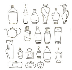 set of various forms of perfume bottles