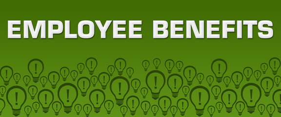 Employee Benefits Green Background Bulbs Bottom Text 