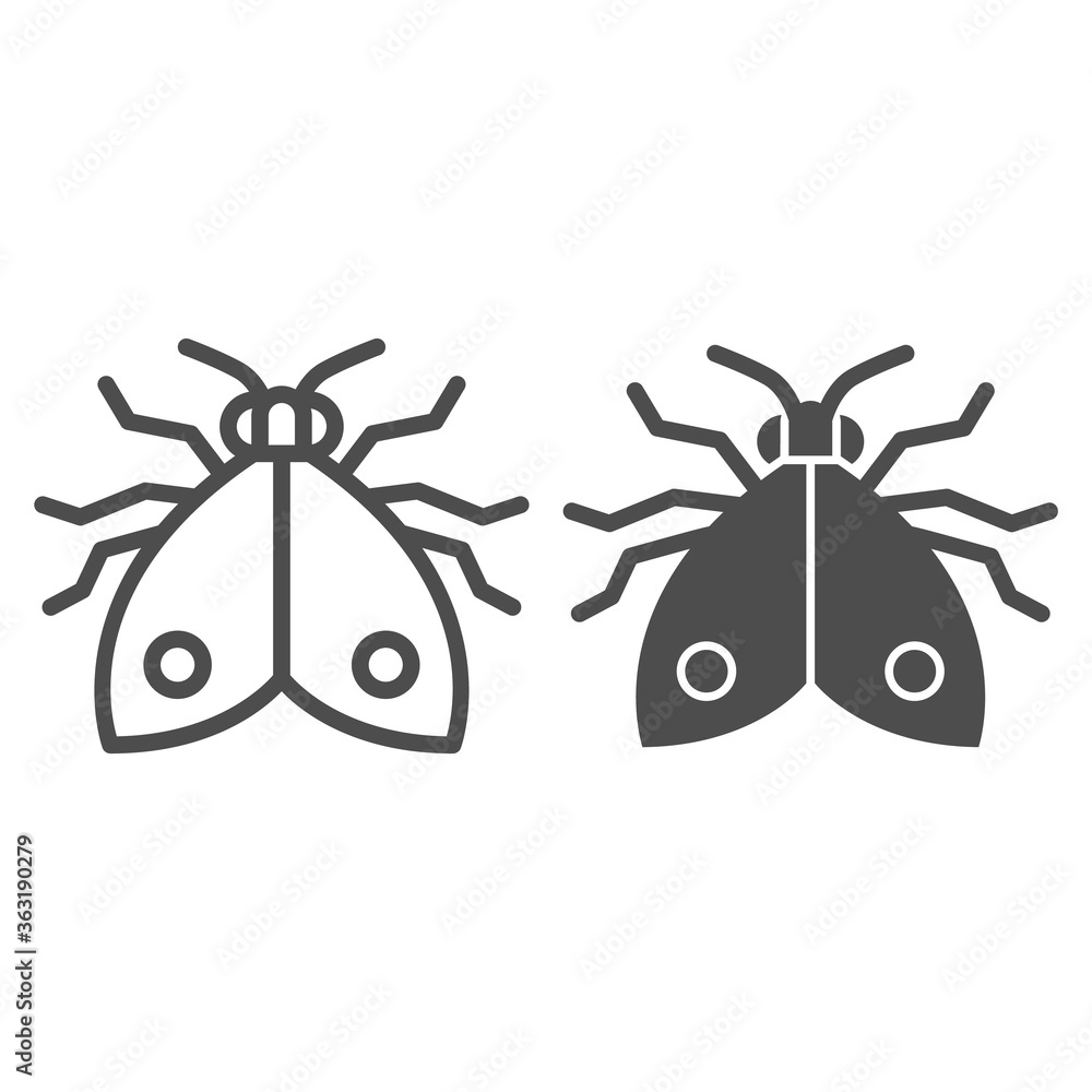 Poster bedbug line and solid icon, pests concept, chinch sign on white background, home bedbug icon in outl
