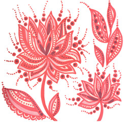 doodles red flowers with leaves, sperm bank symbol