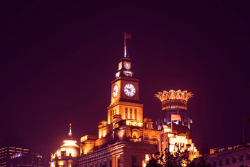 The Bund Architectural Landscape in the Night, Shanghai, China