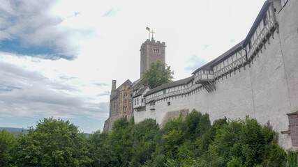 Fototapeta na wymiar Wartburg Castle medieval architecture in the Thuringian Forest near Eisenach, Germany.