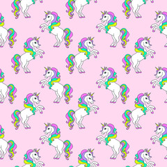 Seamless pattern with unicorns.Baby background.