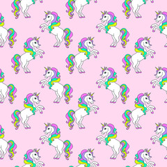 Seamless pattern with unicorns.Baby background.