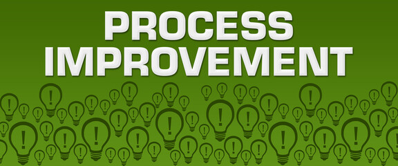 Fototapeta premium Process Improvement Green Background Bulbs Bottom Text 
