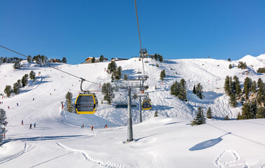 Ski slope  in Mayrhofen resort,  Zillertal valley,  Austria.