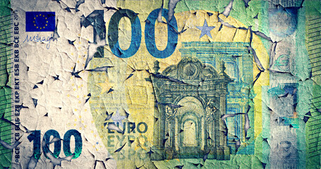 Verwitterte 100 Euro-Banknote