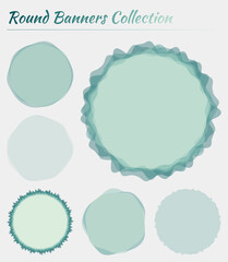 Round logos collection. Circular backgrounds in mint colors. Powerful vector illustration.