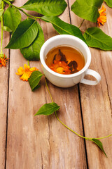 Tea made from fresh marigold flowers
