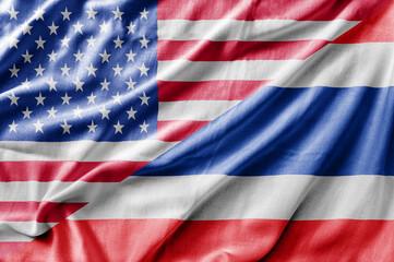 Mixed USA and Thailand flag, three dimensional render