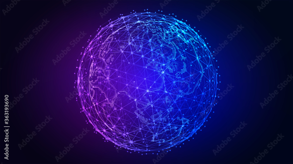 Canvas Prints connection lines around earth globe. background with light effect. global international connectivity