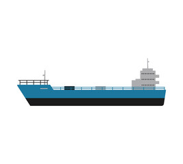 Industrial cargo ship or vessel icon flat vector illustration isolated on white.