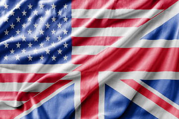 Mixed USA and United Kingdom flag, three dimensional render