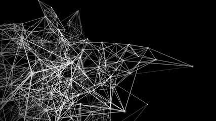 Technology dark background. Modern matter. Connection structure lines and dots. 3d rendering.