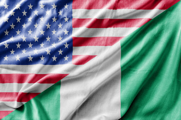 Mixed USA and Nigeria flag, three dimensional render - 363194826