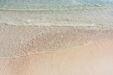 Fototapeta na wymiar Beach and sea background, Sand and bubble, wave. Soft wave on sandy beach. Background.