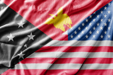 Mixed USA and Papua New Guinea flag, three dimensional render