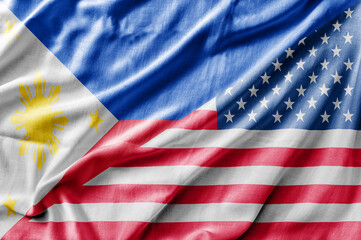Mixed USA and Philippines flag, three dimensional render