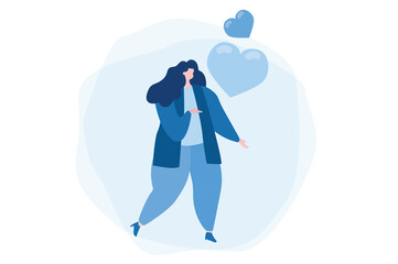 Woman air kiss. Vector illustration for web banner, infographics, mobile. 