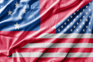 Mixed USA and Samoa flag, three dimensional render