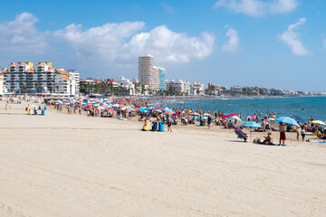 Peniscola beach with people bathing