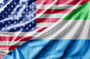 Mixed USA and Sierra Leone flag, three dimensional render
