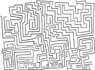 Abstract maze / labyrinth with entry and exit. Vector labyrinth. Manual labyrinth drawing. The game is a maze for fun.