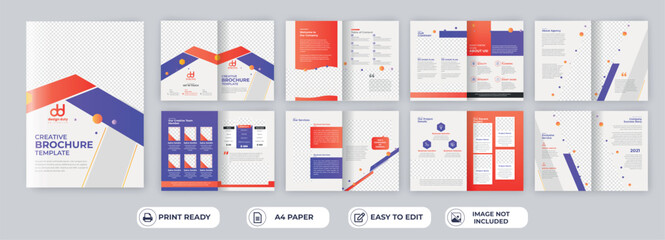 Brochure template layout design, minimalist business profile template layout, 16 pages brochure, annual report minimal template layout design, multipage brochure template layout.