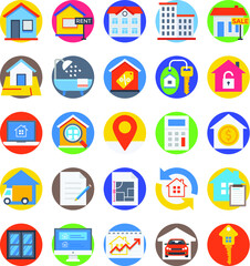 Real Estate Colored Vector Icons 1