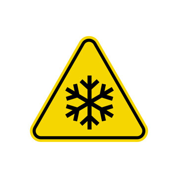 Freezing Hazard Sign. Yellow Triangle Warning Symbol Simple, Flat Vector, Icon You Can Use Your Website Design, Mobile App Or Industrial Design. Vector Illustration