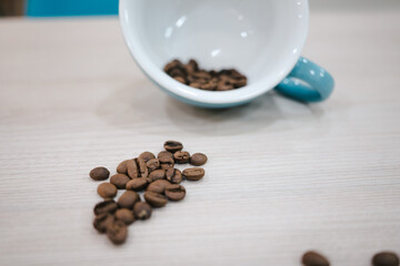 granos de café especial en taza de café