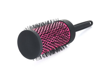 New round hair brush isolated on white