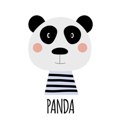 Cute Little Panda Animal Icon. Vector Illustration