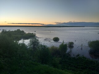 sunset over the river