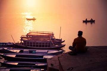 Meditation at Near Ganga River, Varanasi, India.