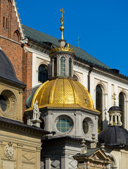 Gold dome on Sigismund's Chapel, Wawel Royal Castle, Krakow, Poland