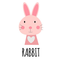 Cute Little Rabbit Animal Icon. Vector Illustration