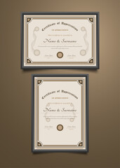 Certificate Template with Old Classic Style and Ornamental Frame