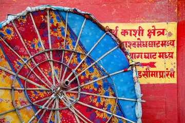Multi Color umbrella at Ganga Ganges river.