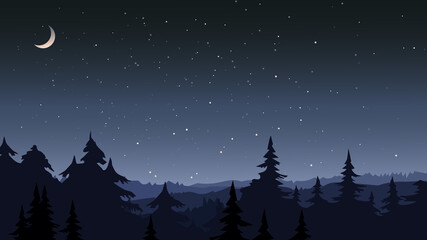 Obraz na płótnie Canvas Forest under the starry sky. Beautiful nature scenery.