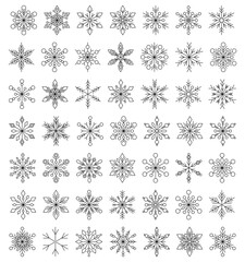 Big snowflakes set. 49 elements. Winter collection for design. Vector.
