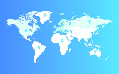 in this vector graphic is shown the geographical map of the world,vector,colorful,cartoon.